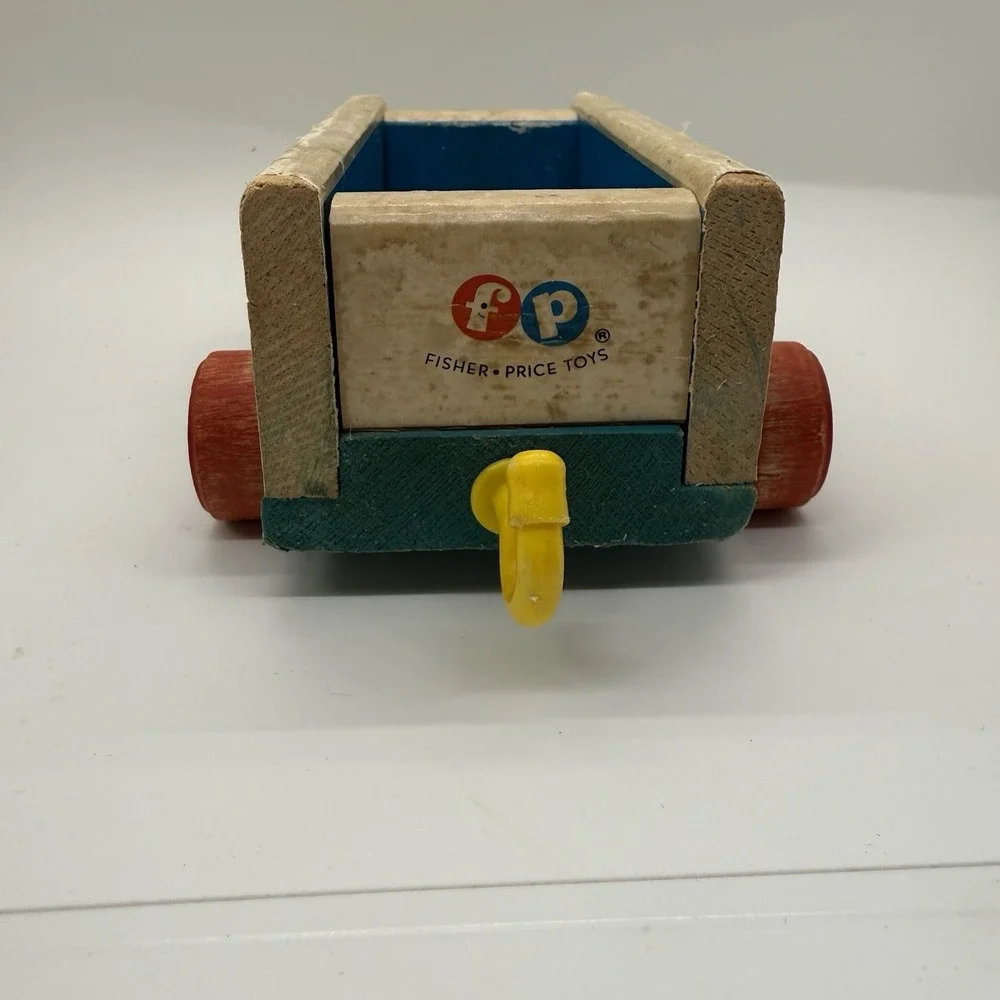 Vintage Fisher Price 1963 Huffy Puffy Wooden Train Railroad Circus Car Pull Toy